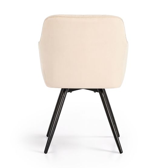 4x Aksamitne obrotowe krzesło z przeszyciami Beżowe TURNO Czarne nogi