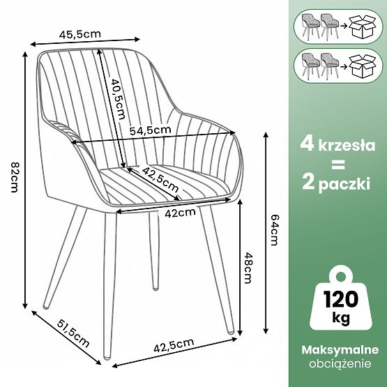 4x Aksamitne tapicerowane krzesło z przeszyciami Kremowe FLORENCE Złote nogi