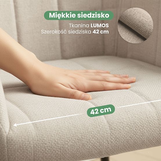 4x Tapicerowane krzesło z kwadratowym pikowaniem Beżowe LUXANO Czarne nogi tkanina Lumos