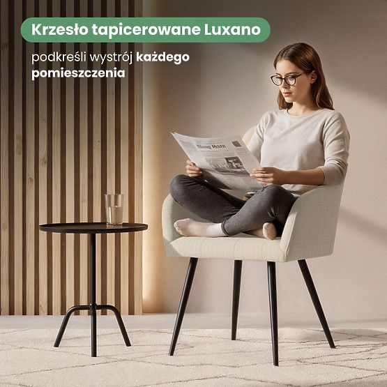 4x Tapicerowane krzesło z kwadratowym pikowaniem Beżowe LUXANO Czarne nogi tkanina Lumos