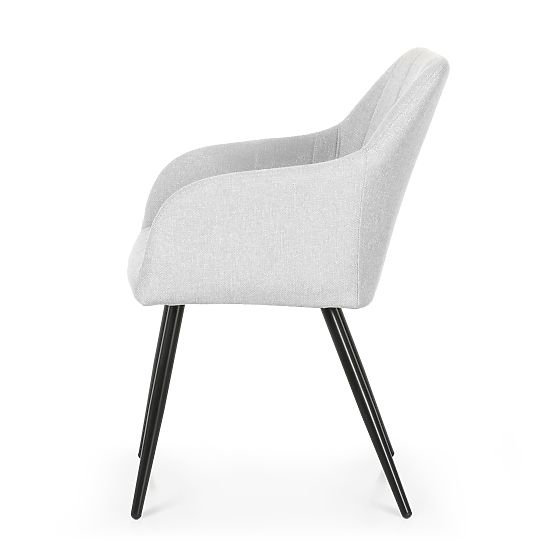 4x Tapicerowane krzesło z kwadratowym pikowaniem Jasnoszary LUXANO Czarne nogi tkanina Lumos