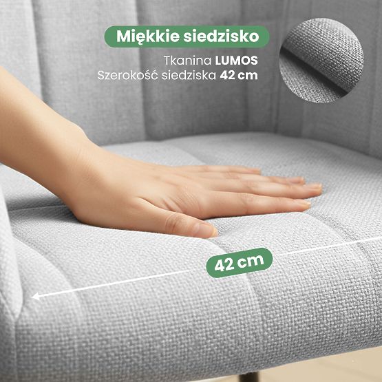 4x Tapicerowane krzesło z kwadratowym pikowaniem Jasnoszary LUXANO Czarne nogi tkanina Lumos