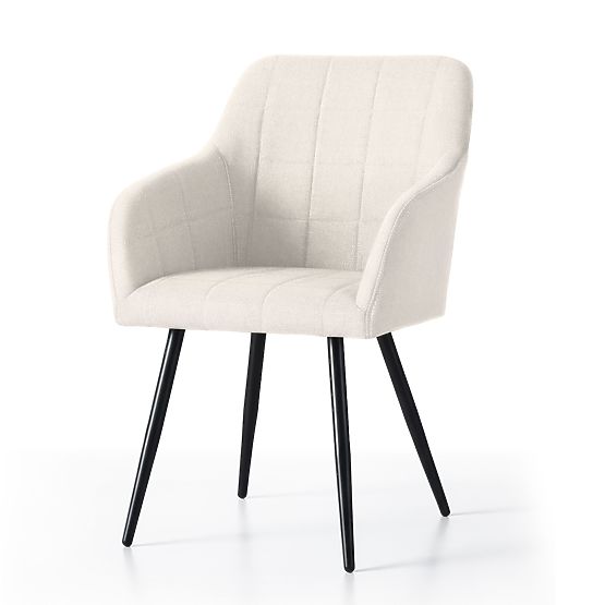 4x Tapicerowane krzesło z kwadratowym pikowaniem Kremowe LUXANO Czarne nogi tkanina Lumos