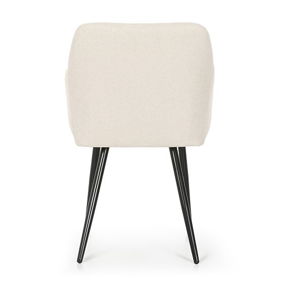 4x Tapicerowane krzesło z kwadratowym pikowaniem Kremowe LUXANO Czarne nogi tkanina Lumos