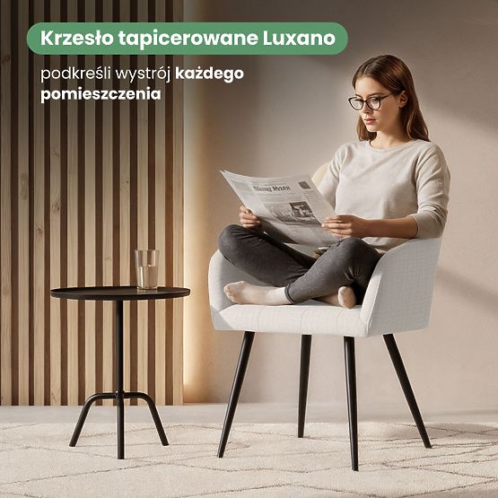 4x Tapicerowane krzesło z kwadratowym pikowaniem Kremowe LUXANO Czarne nogi tkanina Lumos