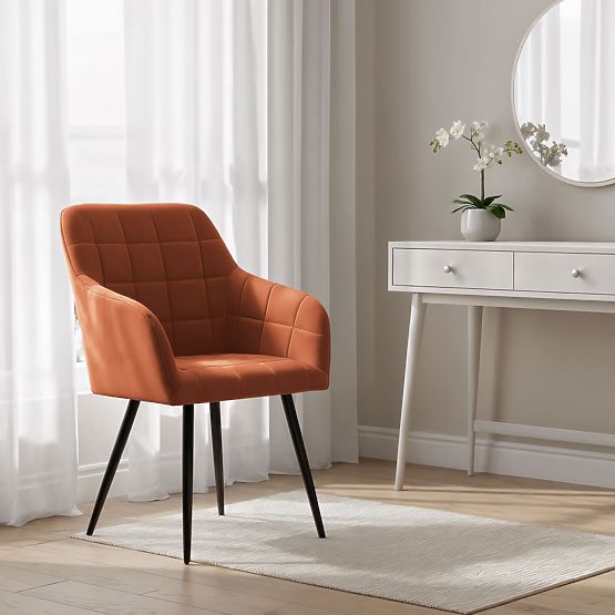 4x Tapicerowane krzesło z kwadratowym przeszyciem Miedziane LUXANO Czarne nogi