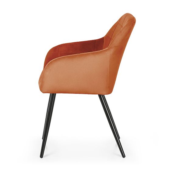 4x Tapicerowane krzesło z kwadratowym przeszyciem Miedziane LUXANO Czarne nogi