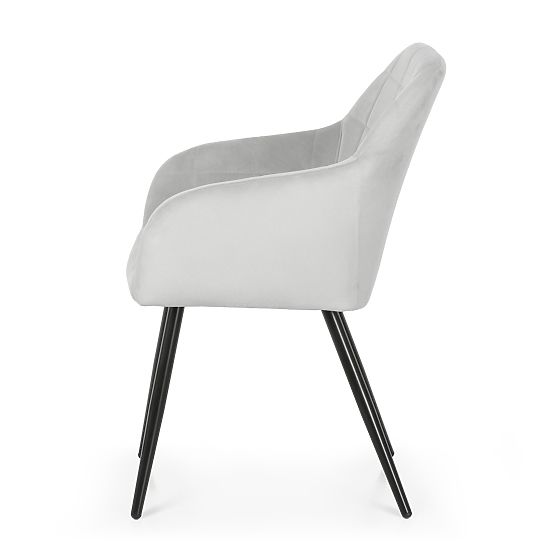 4x Tapicerowane krzesło z kwadratowym przeszyciem Szare LUXANO Czarne nogi