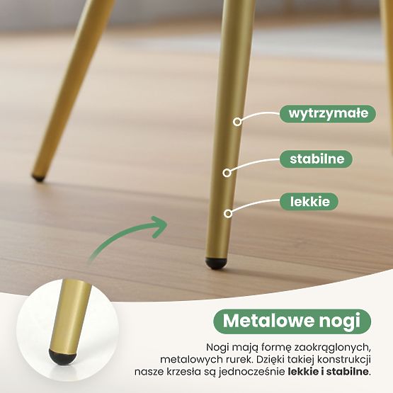 4x Tapicerowane krzesło z kwadratowym przeszyciem Szare LUXANO Złote nogi