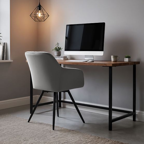 6x Aksamitne obrotowe krzesło z przeszyciami Szare TURNO Czarne nogi