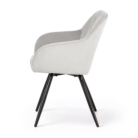 6x Aksamitne obrotowe krzesło z przeszyciami Szare TURNO Czarne nogi