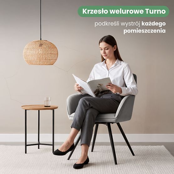 6x Aksamitne obrotowe krzesło z przeszyciami Szare TURNO Czarne nogi