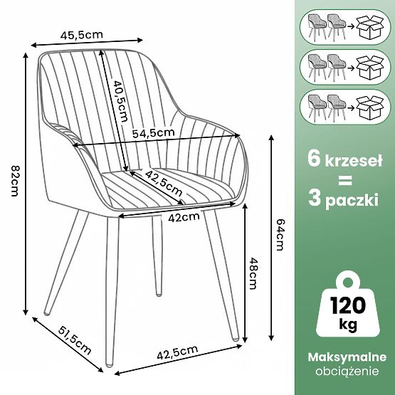 6x Aksamitne tapicerowane krzesło z przeszyciami Beżowe FLORENCE Czarne nogi