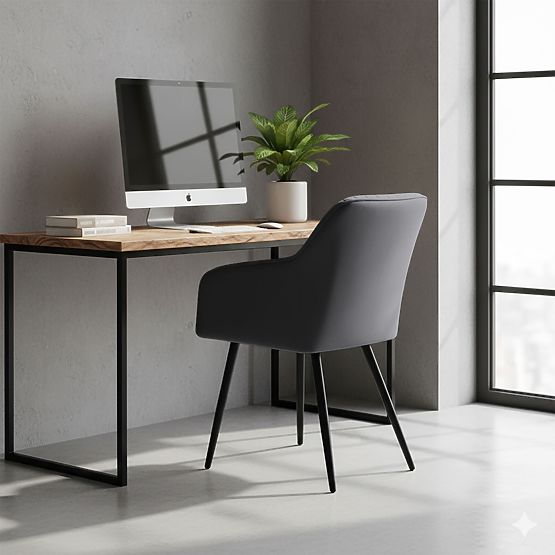 6x Aksamitne tapicerowane krzesło z przeszyciami Ciemny Grafit FLORENCE Czarne nogi