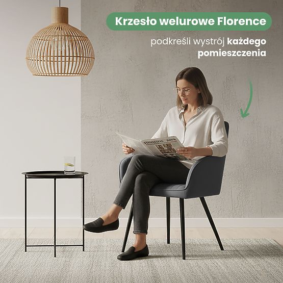 6x Aksamitne tapicerowane krzesło z przeszyciami Ciemny Grafit FLORENCE Czarne nogi