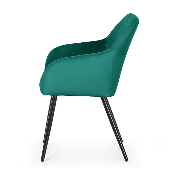 6x Tapicerowane krzesło z kwadratowym pikowaniem Butelkowa Zieleń LUXANO Czarne nogi