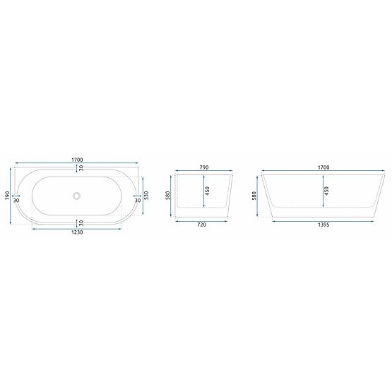 Akrylowa wanna przyścienna OLIMPIA 170 cm