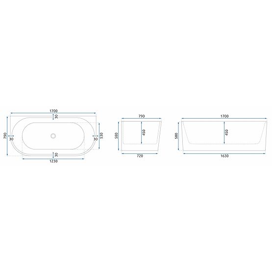 Akrylowa wanna ścienna VENETA 170 cm