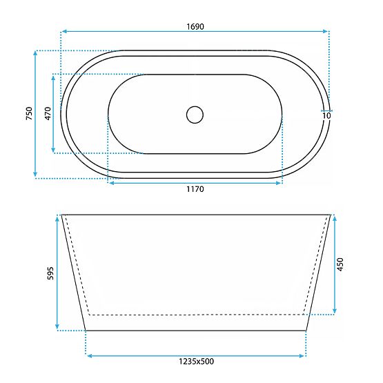 Akrylowa wolnostojąca wanna ROMA 170