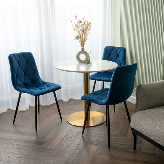 Aksamitne tapicerowane krzesło Madison niebieskie Velvet
