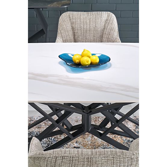 ALFREDO rozkładany stół, biały marmur / czarny (2p=1ks)