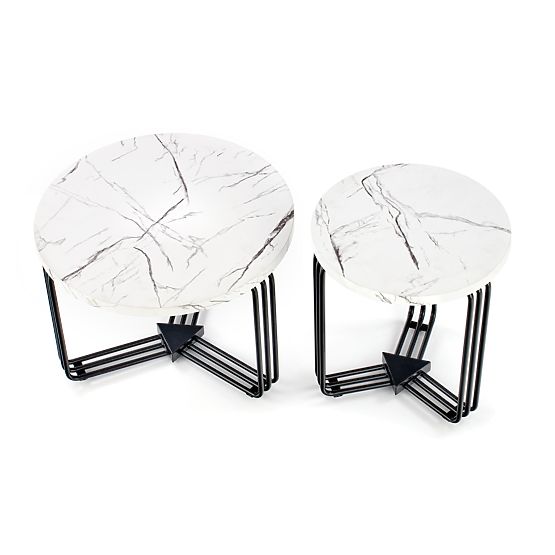 ANTICA M stolik konferencyjny blat - biały marmur, rama - czarna (2p=1szt)