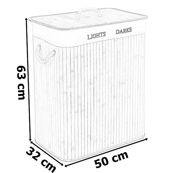 Bambusowy kosz na pranie 2 komory czarny FSC