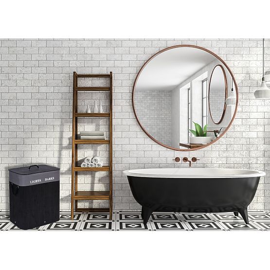 Bambusowy kosz na pranie 2 komory czarny FSC