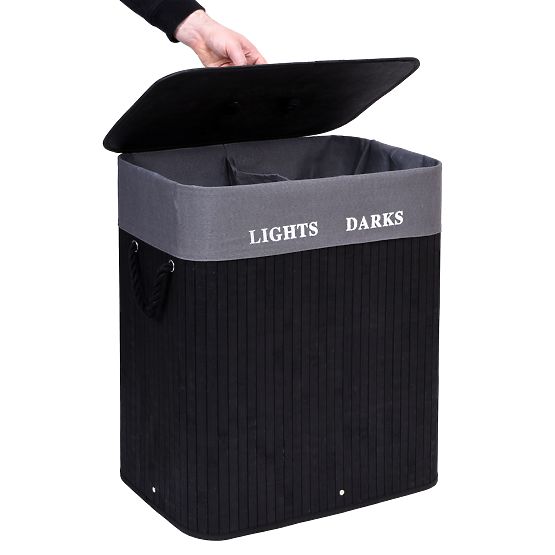 Bambusowy kosz na pranie 2 komory czarny FSC