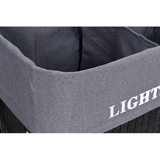 Bambusowy kosz na pranie 2 komory czarny FSC