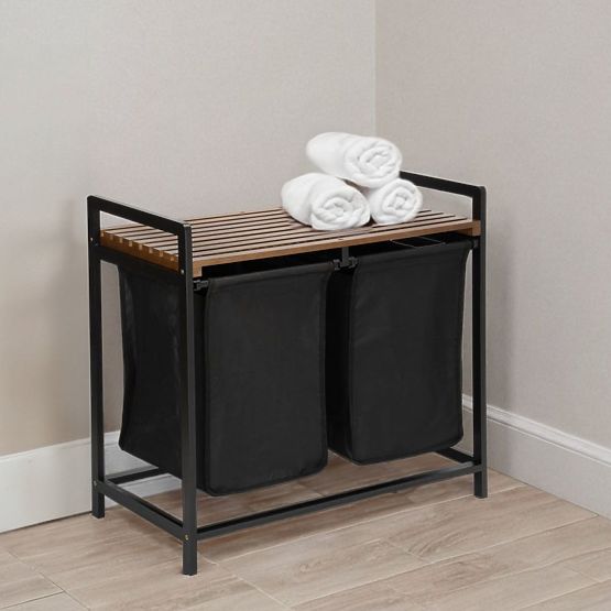 Bambusowy kosz na pranie HANOI BLACK CZARNY