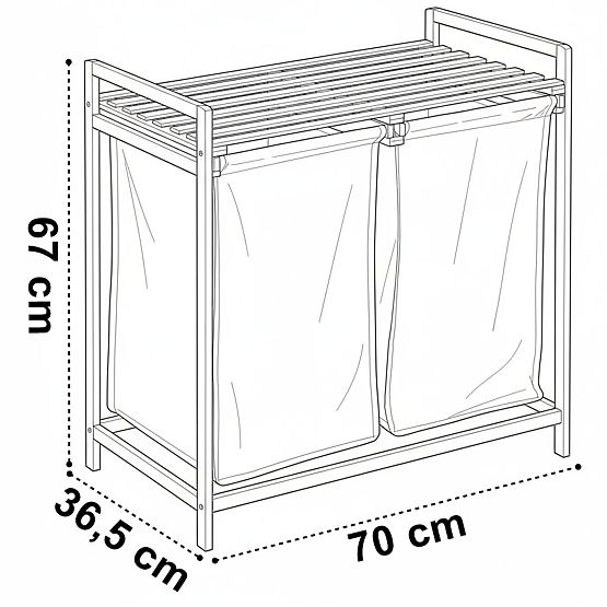 Bambusowy kosz na pranie lub zabawki HANOI 2 przegrody