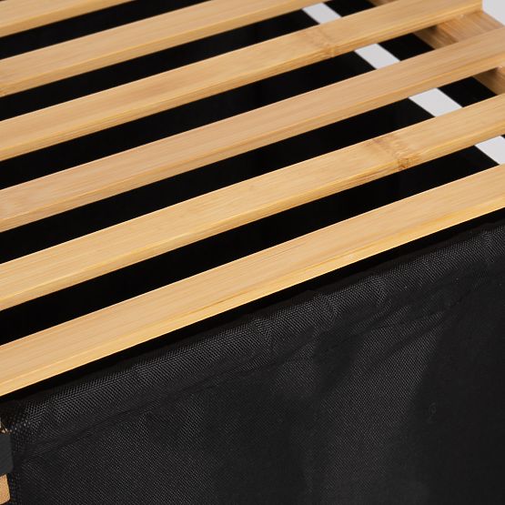 bambusowy kosz na pranie lub zabawki HANOI BLACK 2 przegrody DUO KOLOR