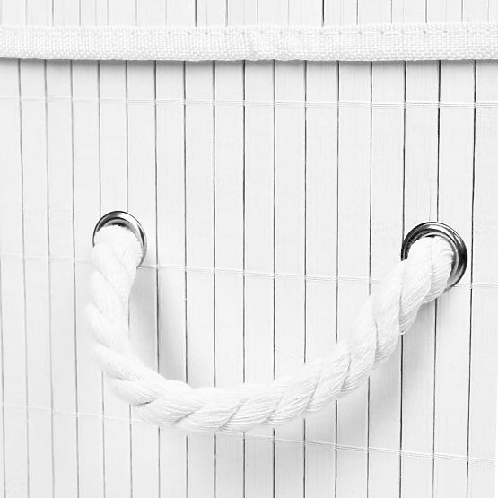 Bambusowy kosz na pranie z pokrywą 100L biały