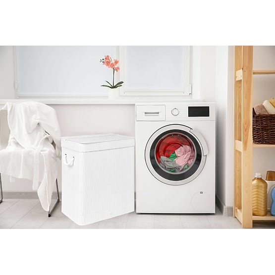 Bambusowy kosz na pranie z pokrywą 100L biały