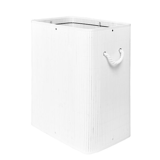 Bambusowy kosz na pranie z pokrywą 100L biały