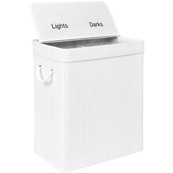 Bambusowy kosz na pranie z pokrywą 100L biały