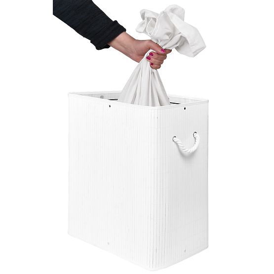 Bambusowy kosz na pranie z pokrywą 100L biały