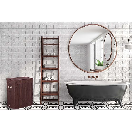 Bambusowy kosz na pranie z pokrywą 100L wenge