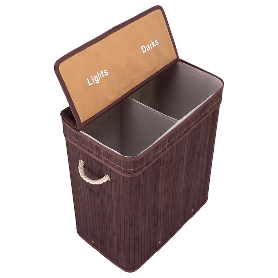 Bambusowy kosz na pranie z pokrywą 100L wenge