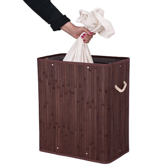 Bambusowy kosz na pranie z pokrywą 100L wenge