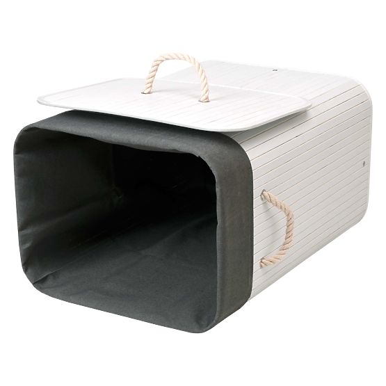 Bambusowy kosz na pranie z pokrywą 80L biało-szary