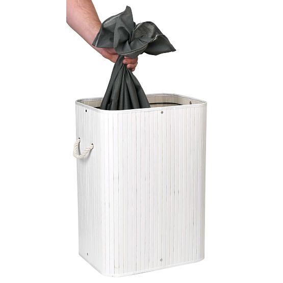 Bambusowy kosz na pranie z pokrywą 80L biało-szary