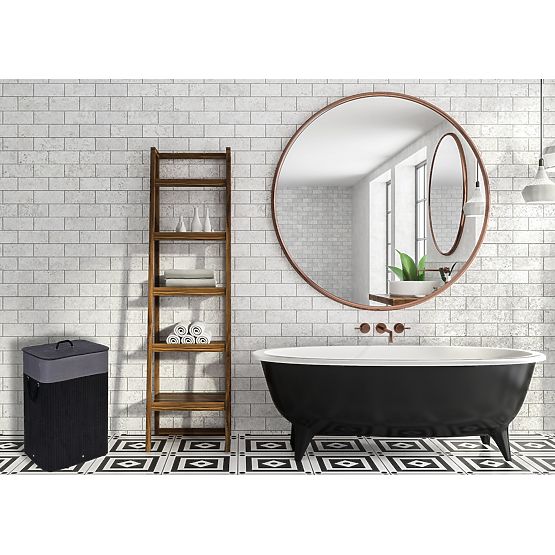 Bambusowy kosz na pranie z pokrywą 80L czarno-szary