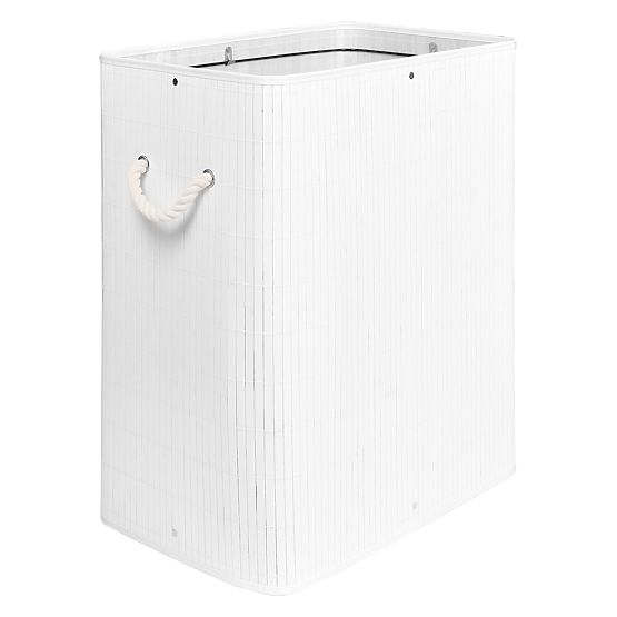 Bambusowy kosz na pranie z pokrywą SOREN 80L biały