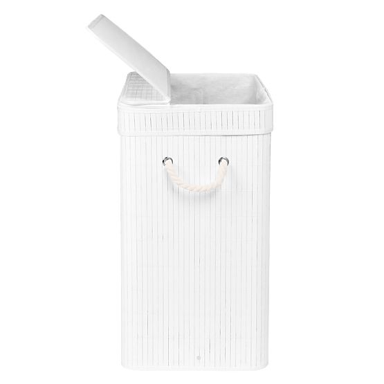 Bambusowy kosz na pranie z pokrywą SOREN 80L biały
