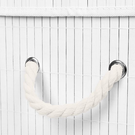 Bambusowy kosz na pranie z pokrywą SOREN 80L biały