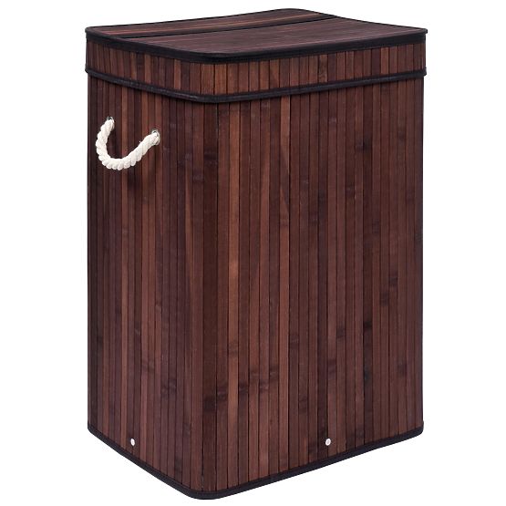 Bambusowy kosz na pranie z pokrywą SOREN 80L wenge