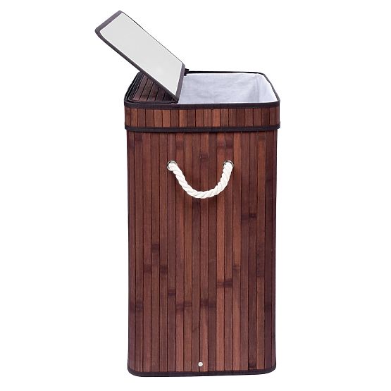 Bambusowy kosz na pranie z pokrywą SOREN 80L wenge