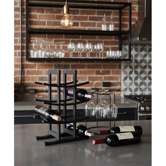 Bambusowy stojak na wino Todgar czarny